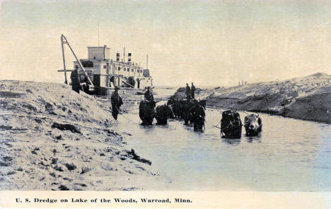 US Dredge on Lake of the Woods, Warroad Minnesota, 1910's