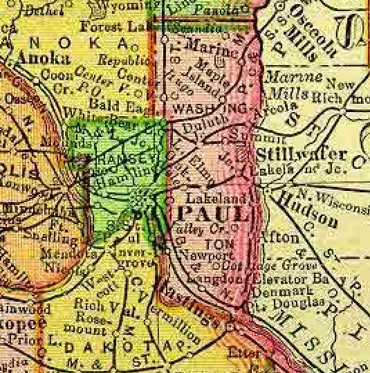 1895 Map of Washington County Minnesota