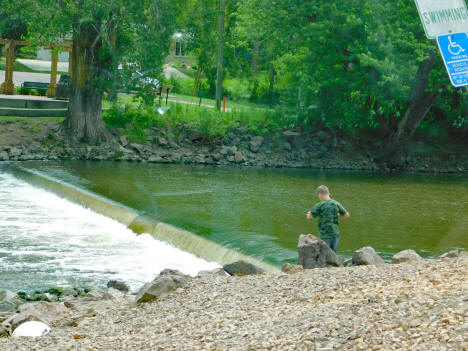 Fishing at the Dam on the Crow River at Watertown Minnesota, 2020