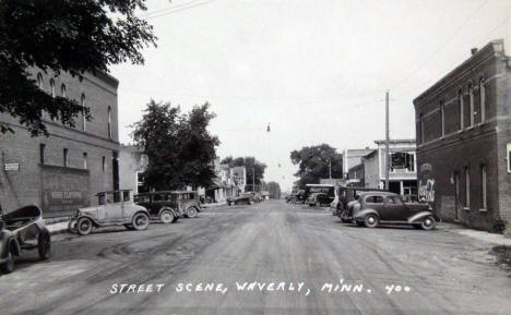 Street scene, Waverly Minnesota, 1940's