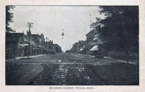 Business Street, Wells Minnesota, 1906