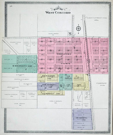 Map of West Concord Minnesota, 1905