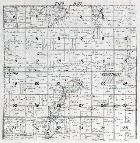 Plat map of Westport Township in Pope County Minnesota, 1916