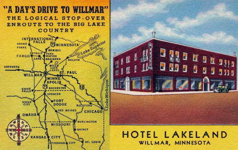 Hotel Lakeland, Willmar Minnesota, 1947