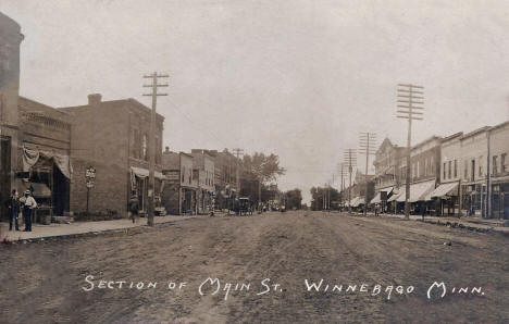 Section of Main Street, Winnebago Minnesota, 1907