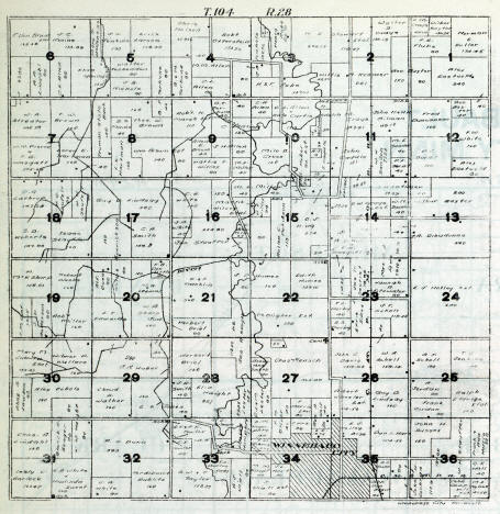 Plat map of Winnebago Township Minnesota, 1916