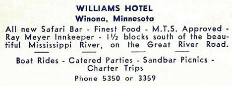 Williams Hotel, Winona Minnesota, 1950's