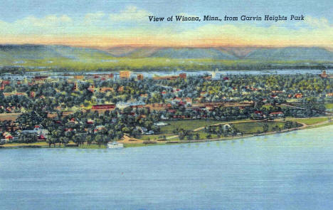 View from Garvin Heights Park, Winona Minnesota, 1954