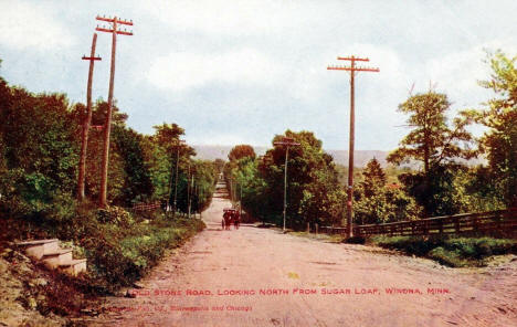 Old Stone Road looking north from Sugar Loaf, Winona Minnesota, 1908