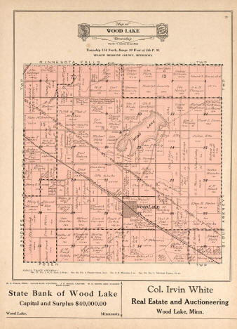 Plat map of Wood Lake Township in Yellow Medicine County Minnesota, 1929