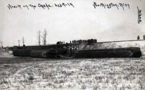 Wreck on the Omaha Railroad, Worthington Minnesota, 1914