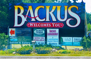 Welcome sign, Backus Minnesota