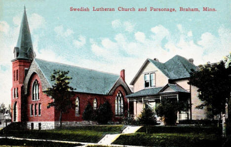 Swedish Lutheran Church and Parsonage, Braham Minnesota, 1910's