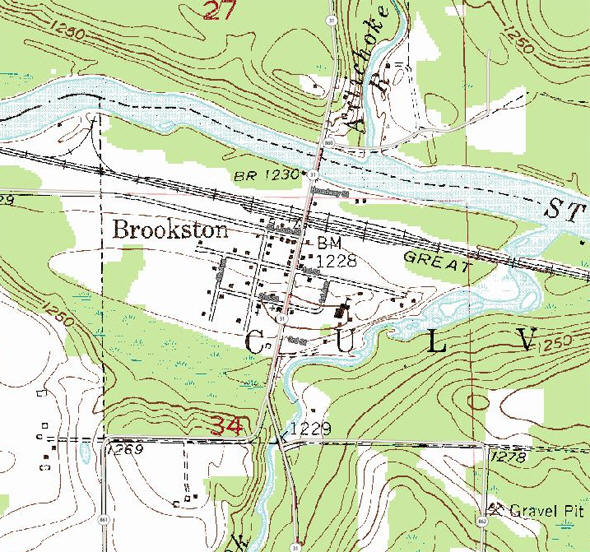 Topographic map of the Brookston Minnesota area