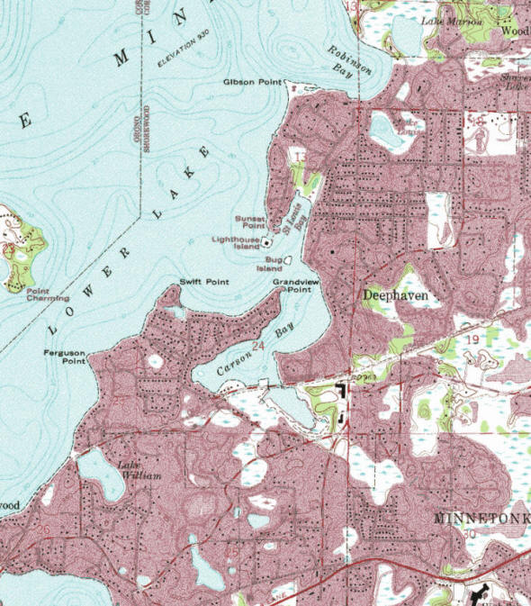 Topographic map of the Deephaven Minnesota area