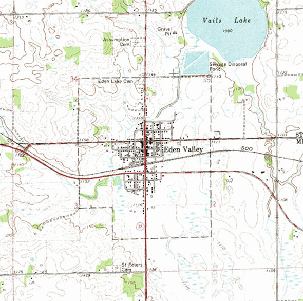 Topographic map of the Eden Valley Minnesota area