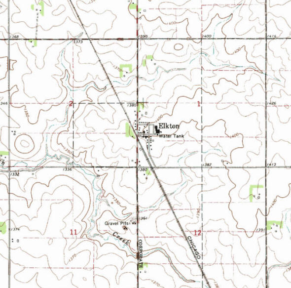 Topographic map of the Elkton Minnesota area