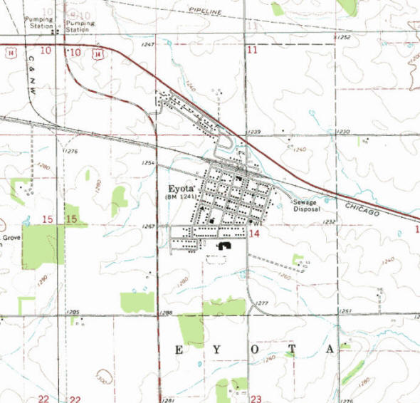 Topographic map of the Eyota Minnesota area