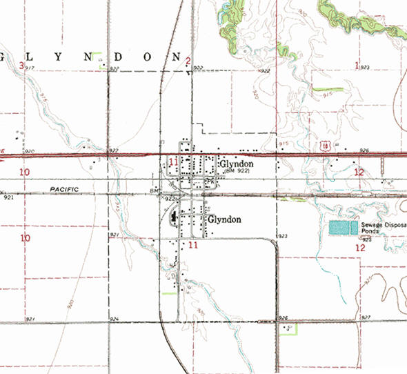 Topographic map of the Glyndon Minnesota area