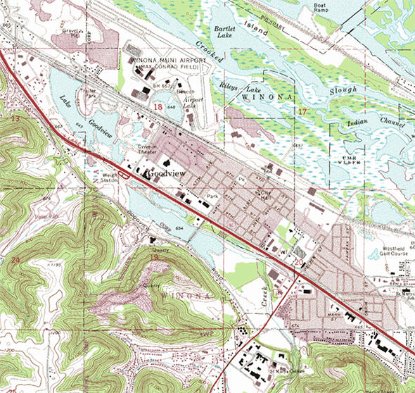 Topographic map of the Goodview Minnesota area