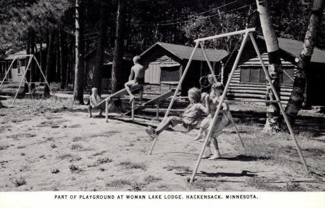 Playground at Woman Lake Lodge, Hackensack Minnesota, 1950's