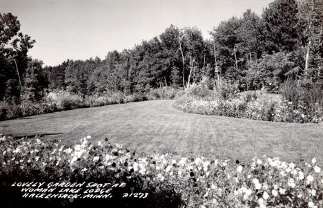 Lovely Garden Spot at Woman Lake Lodge, Hackensack Minnesota, 1950's