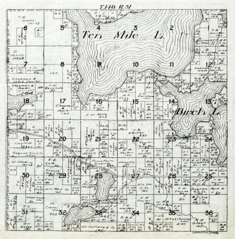 Plat map of Hiram Township in Cass County Minnesota, 1916