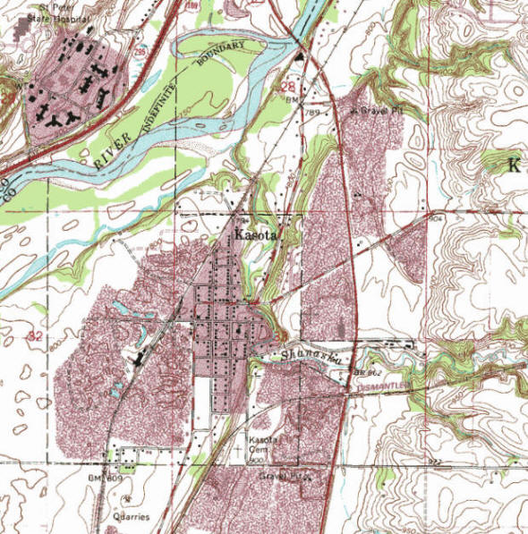 Topographic map of the Kasota Minnesota area