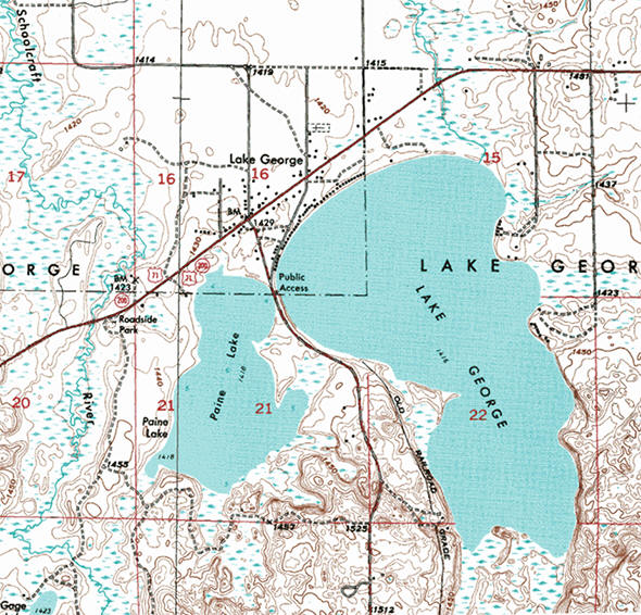 Topographic map of the Lake George Minnesota area