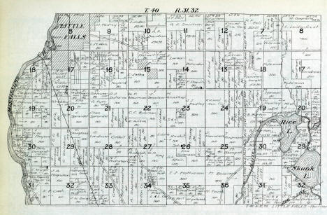Plat map of Little Falls Township in Morrison County Minnesota, 1916
