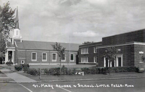 St. Mary Church and School, Little Falls Minnesota, 1950's