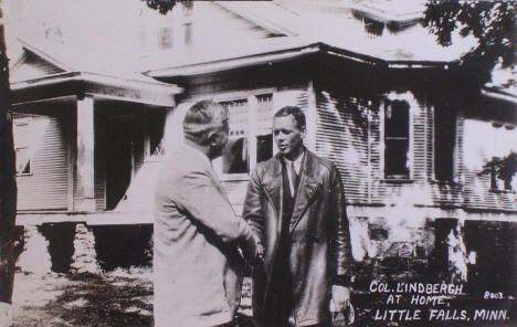 Col. Lindbergh at home, Little Falls Minnesota, 1930's