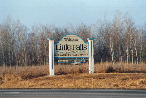 Welcome sign, Little Falls Minnesota, 2003