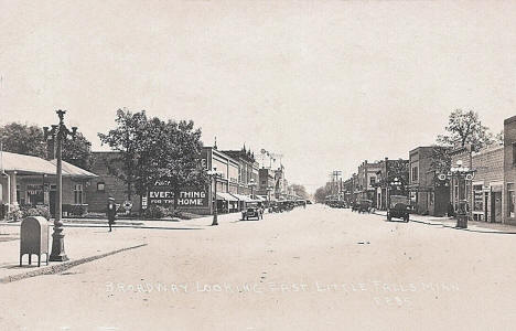 Broadway looking east, Little Falls Minnesota, 1920's