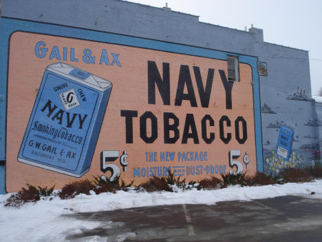 Gail & Ax Tobacco Mural, Little Falls, Minnesota. Photo by Alice Smuda, January 2008.