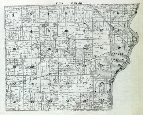 Plat map of Pike Creek Township in Morrison County, Minnesota, 1916