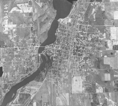 Aerial view of Little Falls Minnesota, 1940