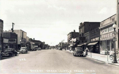 Street scene, Little Falls Minnesota, 1940's