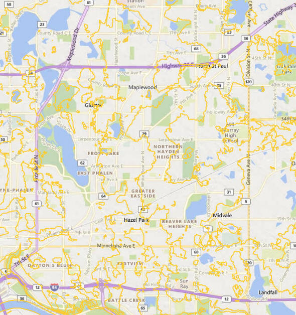 Topographic map of the Maplewood Minnesota area