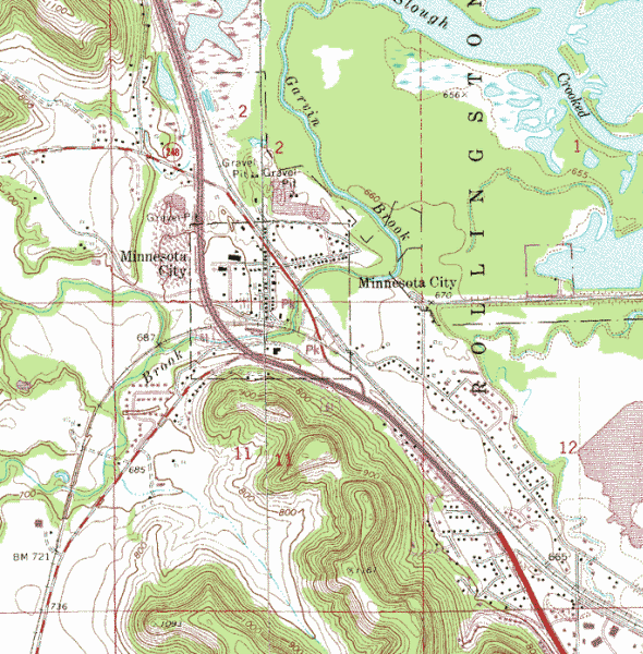 Topographic map of the Minnesota City area