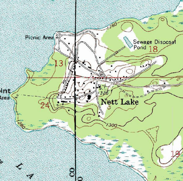 Topographic map of the Nett Lake Minnesota area