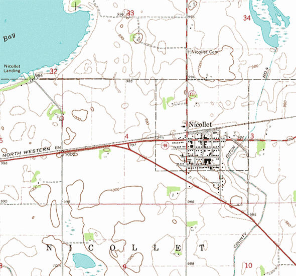 Topographic map of the Nicollet Minnesota area