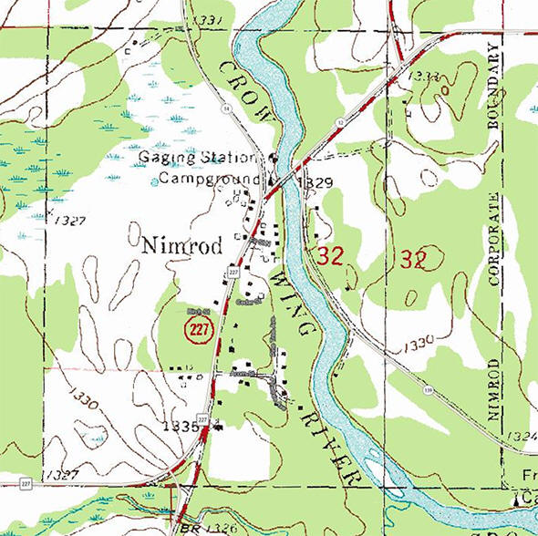 Topographic map of the Nimrod Minnesota area