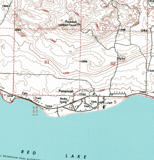 Topographic map of the Ponemah Minnesota area