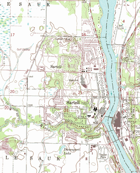 Topographic map of the Sartell Minnesota area