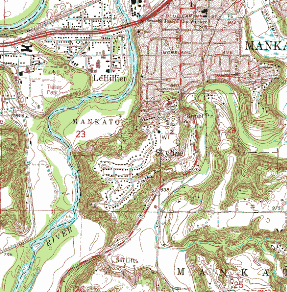 Topographic map of the Skyline Minnesota area