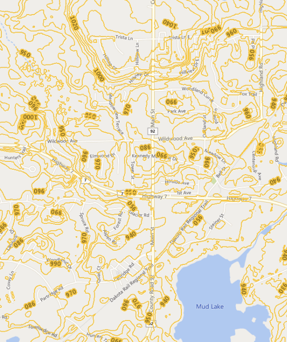 Topographic map of the St. Bonifacious Minnesota area