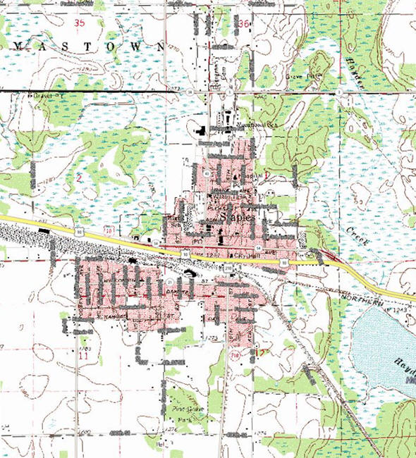 Topographic map of the Staples Minnesota area