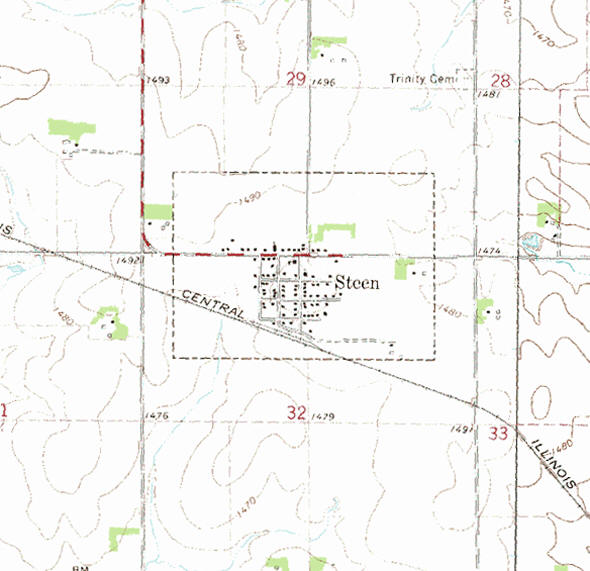 Topographic map of the Steen Minnesota area