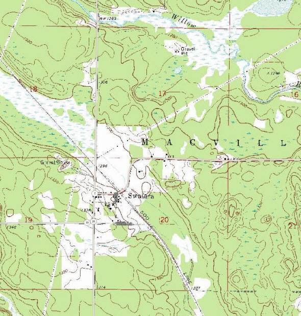 Topographic map of the Swatara Minnesota area